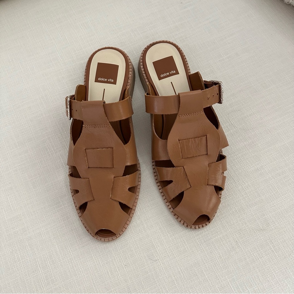 Dolce Vita Tan Leather Cut Out Flats NEW SZ 8